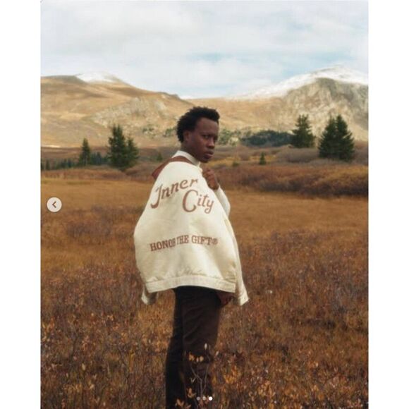 Honor The Gift Inner City Cream Bomber Jacket Men's Large - Picture 13 of 13